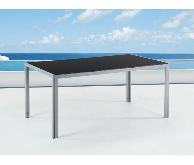 Mesa de jardín de metálico negro/plateado 160 x 91 cm CATANIA para 6 Personas