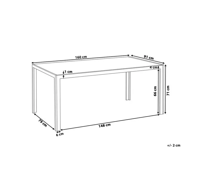 Mesa de jardín de metálico negro/plateado 160 x 91 cm CATANIA para 6 Personas