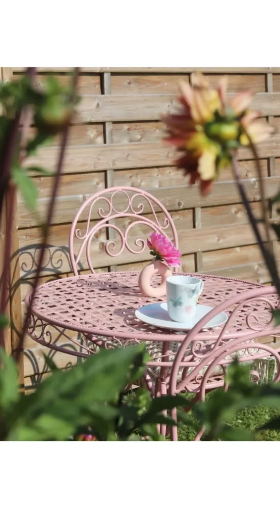 Mesa de jardín de metálico rosa para Terraza y Balcón