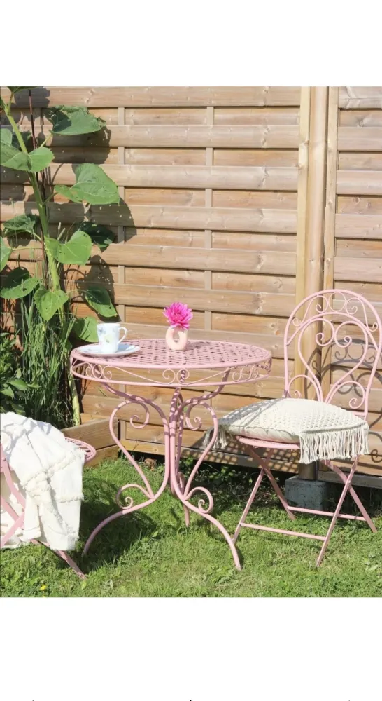 Mesa de jardín de metálico rosa para Terraza y Balcón