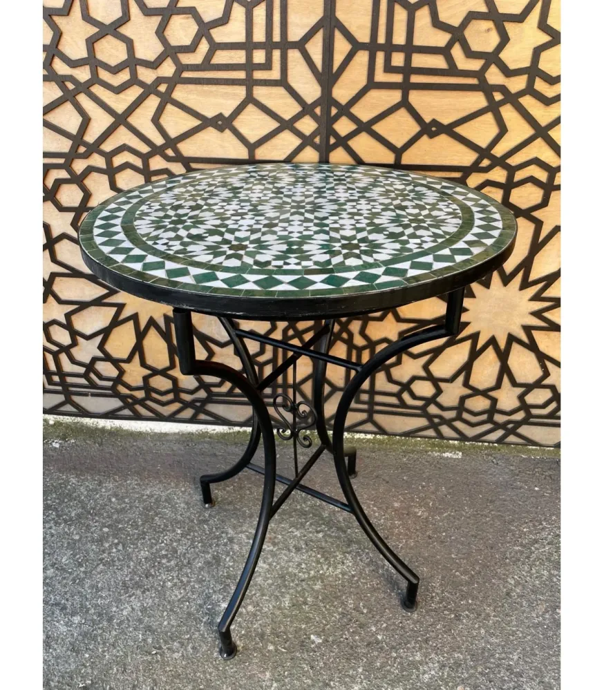 MESA JARDÍN MOSAICO ANDALUSÍ - ZELIGE AZULEJOS FEZ - MODELO OUARSASAT para Terraza y Balcón