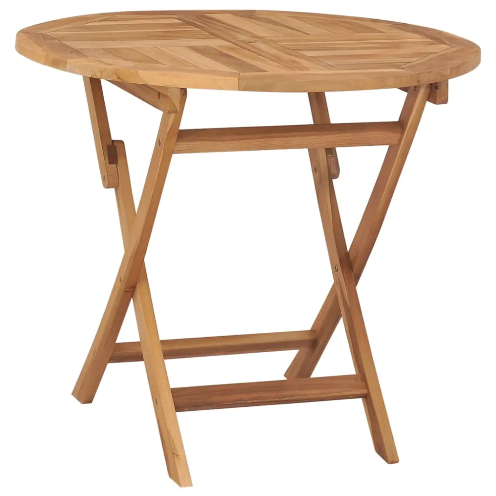 Mesa de jardín plegable madera de teca maciza 85x76 cm con 4 Sillas Incluidas