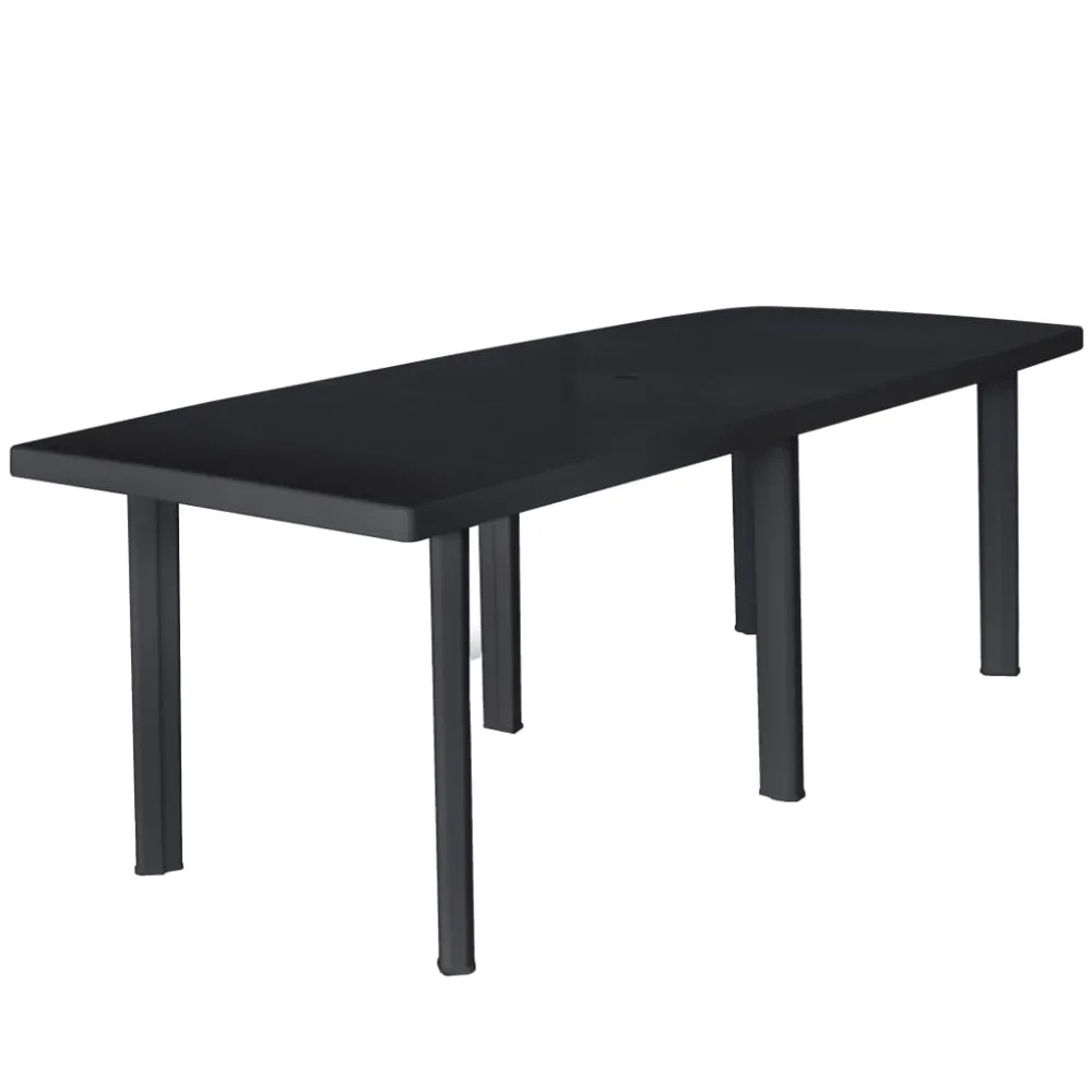 Mesa de jardín de plástico gris antracita 216x90x72 cm es9046