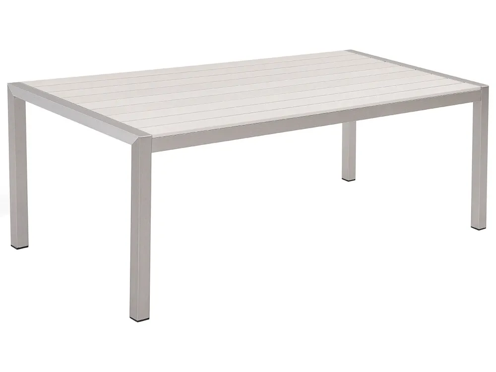 Mesa de jardín vernio 180 cm 90 cm metálico blanco