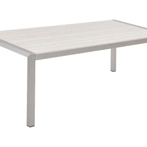 Mesa de jardín vernio 180 cm 90 cm metálico blanco