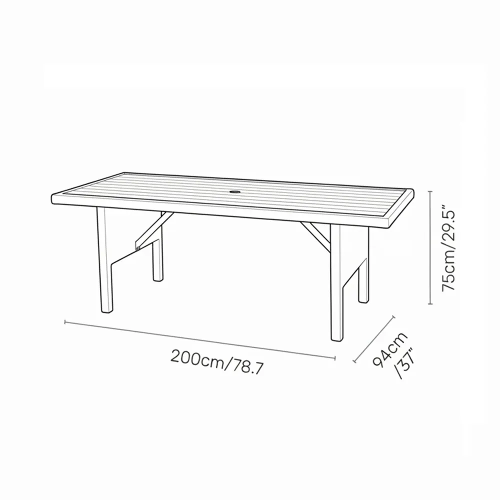 Mesa De Madera Rectangular Bermuda Haití | Plegable | Portátil