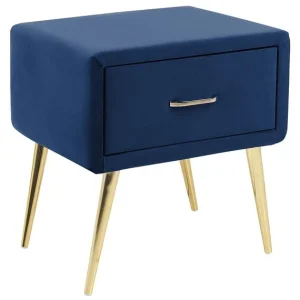 Mesa de noche de terciopelo azul marino/dorado Resistente las Manchas