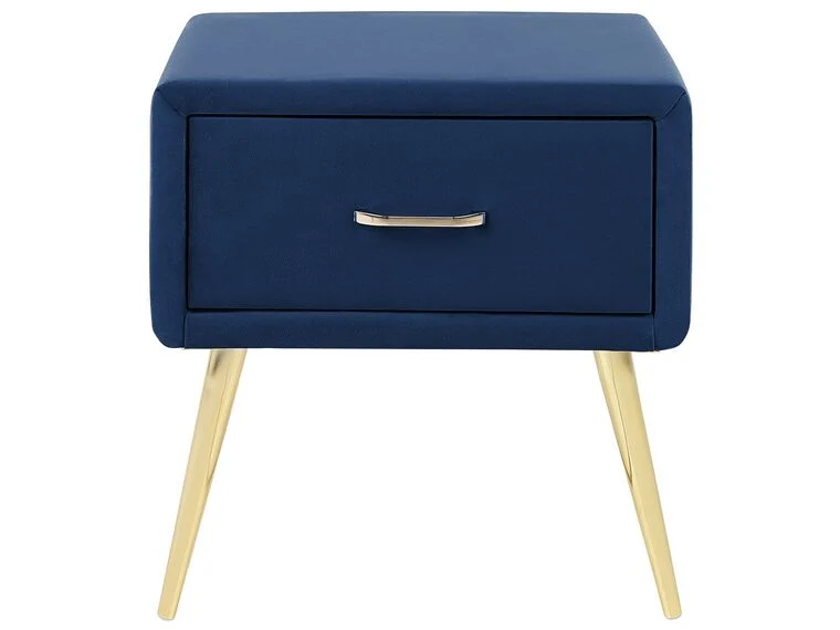 Mesa de noche de terciopelo azul marino/dorado Resistente las Manchas