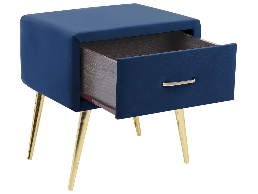 Mesa de noche de terciopelo azul marino/dorado Resistente las Manchas