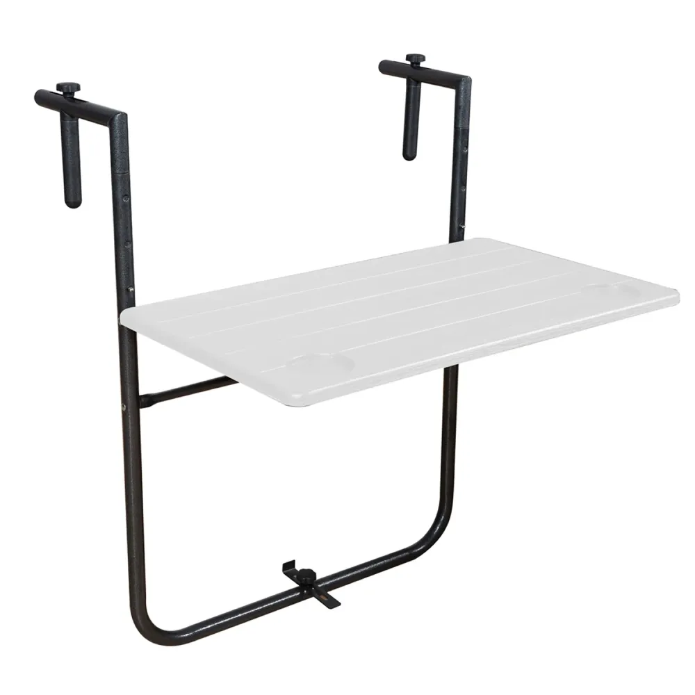 Mesa Plegable Colgante Para Balcones / Terrazas 36x60 cm. Altura Regulable para 6 Personas