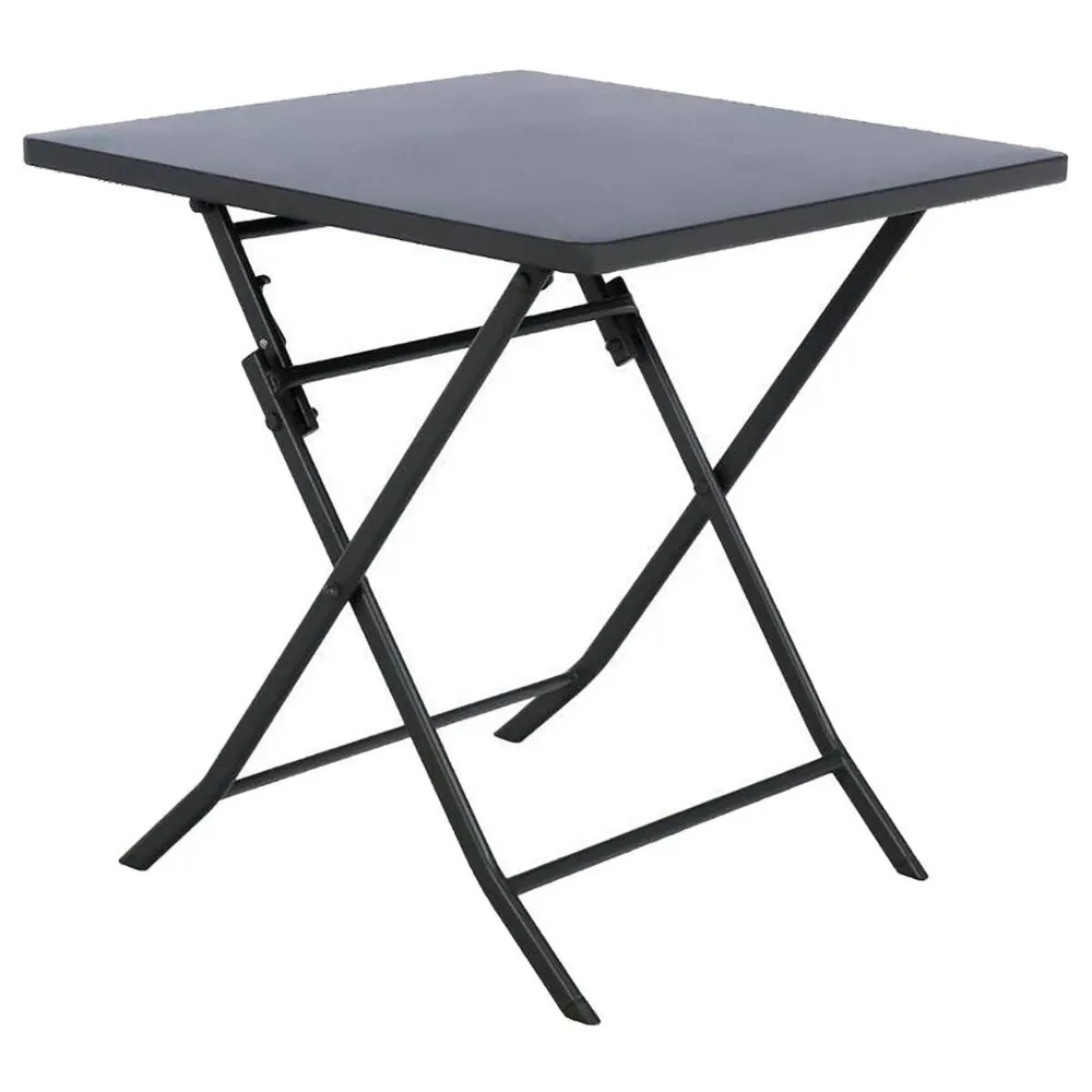 Mesa plegable cuadrada grafito 2 plazas con Vidrio Templado