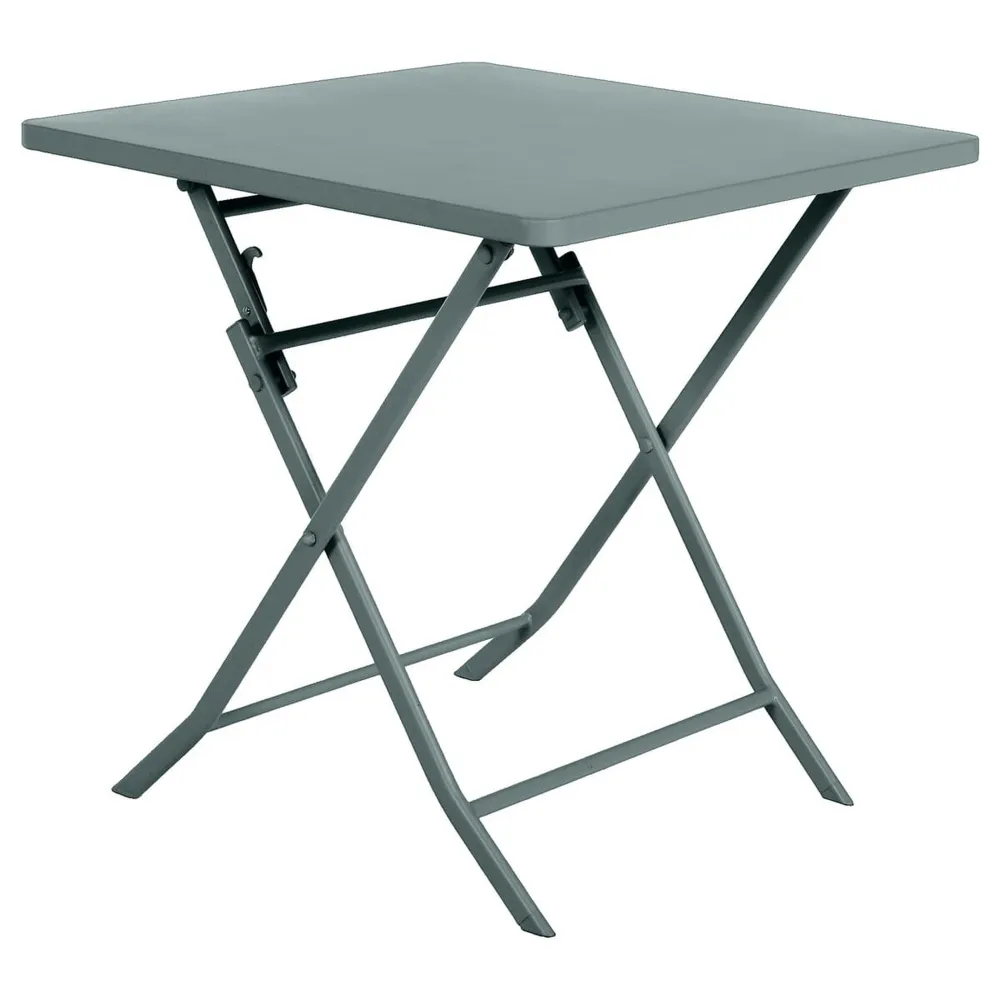Mesa plegable cuadrada verde 2 plazas con Vidrio Templado