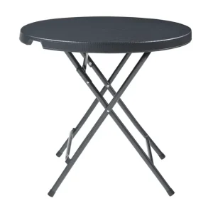 Mesa plegable Mark exterior metal/plástico Ø80x74cm - Efecto ratán negro para Jardín y Terraza