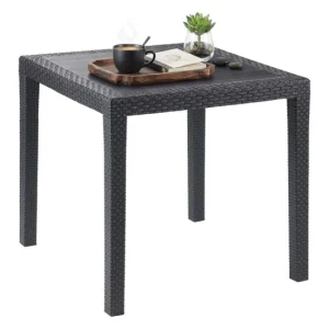 Mesa Plegable Mesa de exterior Daanan, Mesa de jardín cuadrada, Estante fijo efecto ratán, 100% Made Italy, 79x79h72 cm, A...