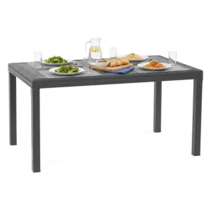 Mesa Plegable Mesa de exterior Debueh, Estante de jardín rectangular, Mesa de jardín multiusos efecto ratán, 100% Made Ita...