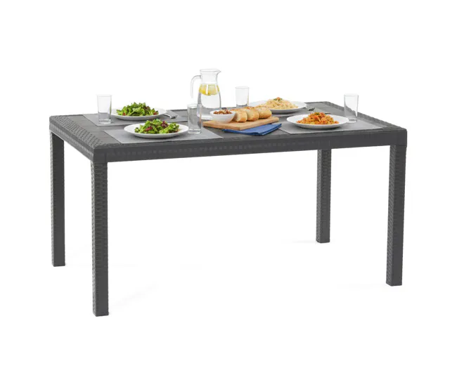 Mesa Plegable Mesa de exterior Debueh, Estante de jardín rectangular, Mesa de jardín multiusos efecto ratán, 100% Made Ita...