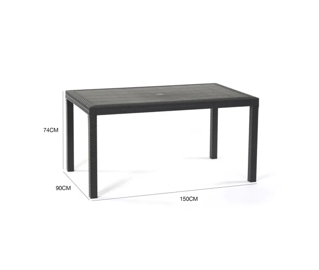 Mesa Plegable Mesa de exterior Debueh, Estante de jardín rectangular, Mesa de jardín multiusos efecto ratán, 100% Made Ita...