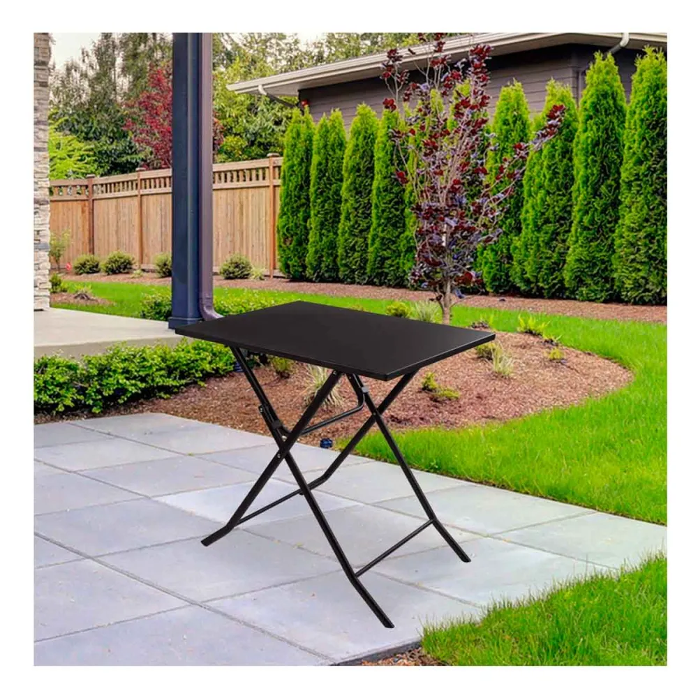Mesa Plegable Mesa de jardín Aktive plegable negro 70x70x50 cm
