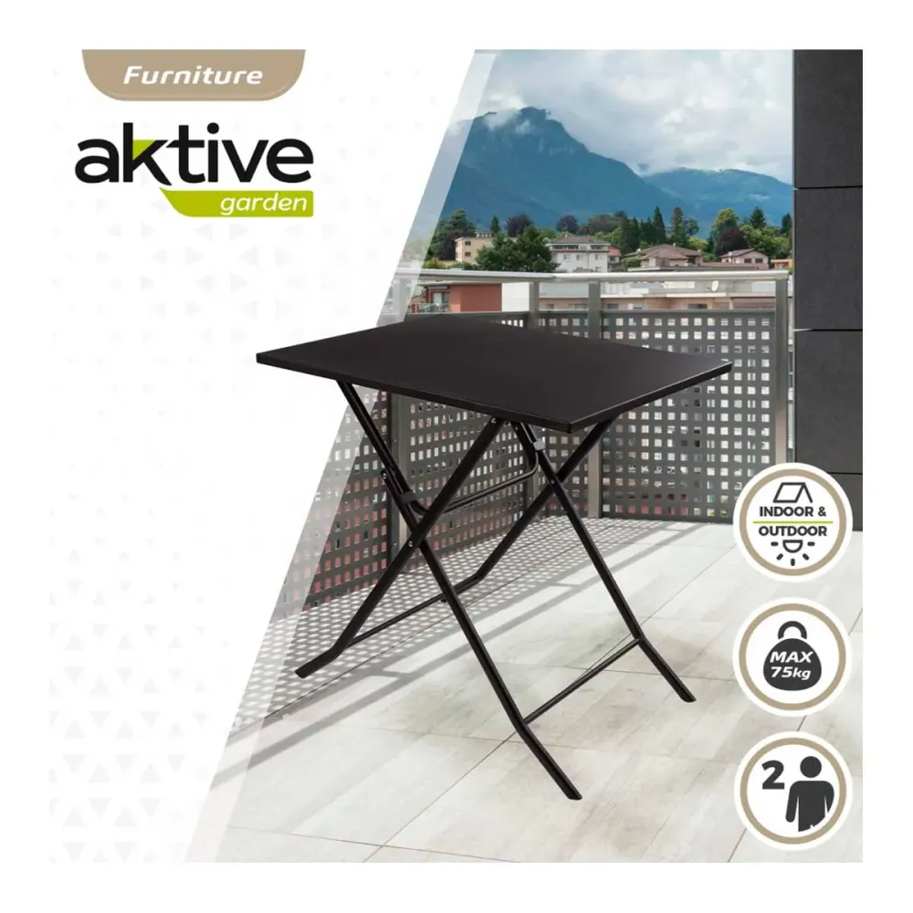 Mesa Plegable Mesa de jardín Aktive plegable negro 70x70x50 cm
