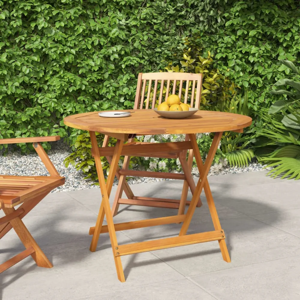 Mesa Plegable Mesa de jardín plegable madera maciza de acacia ø 90x75 cm