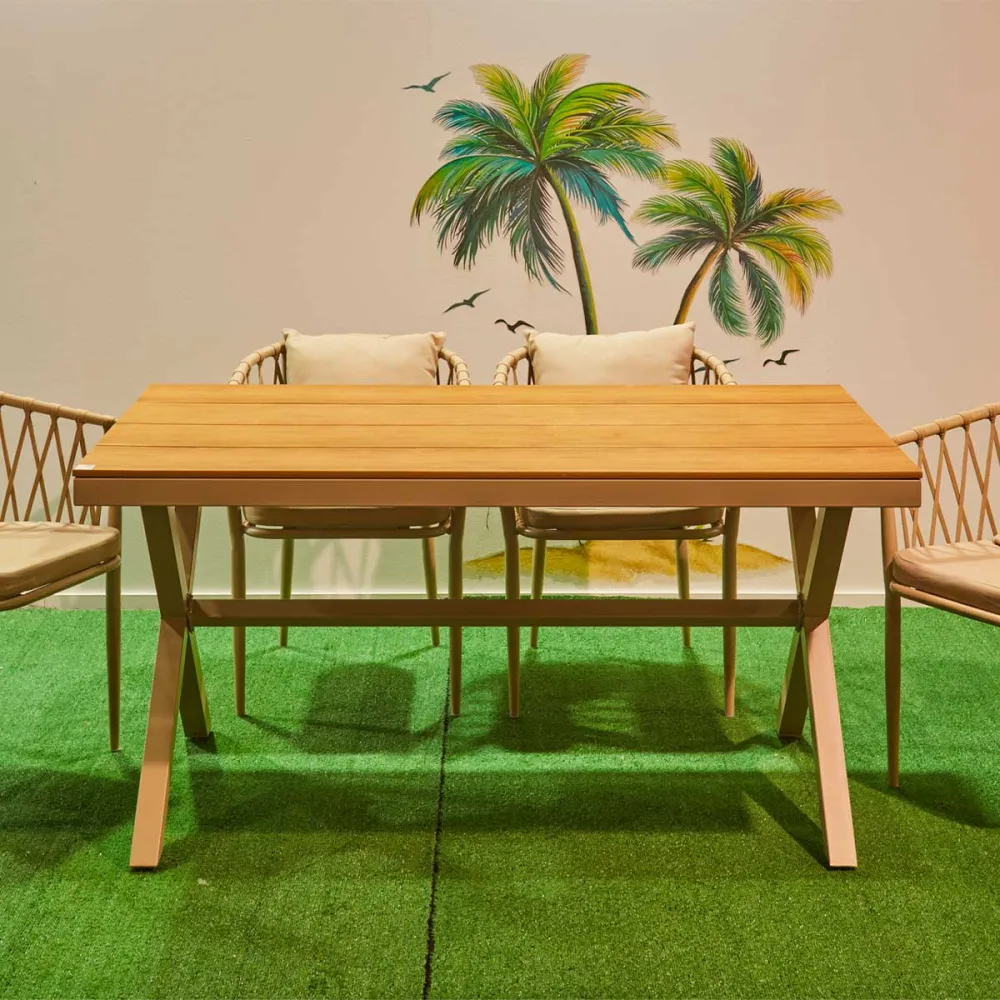 Mesa Plegable Mesa de jardín Tebas uso interior y exterior madera 76x150x90 cm