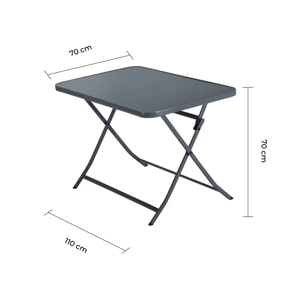 Mesa Plegable Naterial Mesa de Jardín Plegable de Acero Apta para Exterior, Modelo Emys