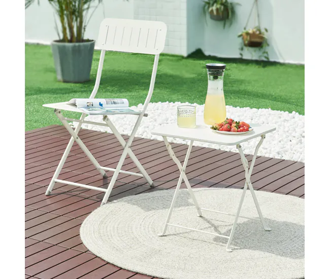 Mesa plegable Vegårshei acero 45x40x40 cm - Blanco en Aluminio Fundido