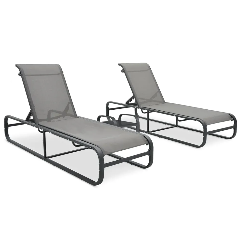 Mesa Plegable vidaXL tumbonas con mesa 2 unidades textilene y aluminio