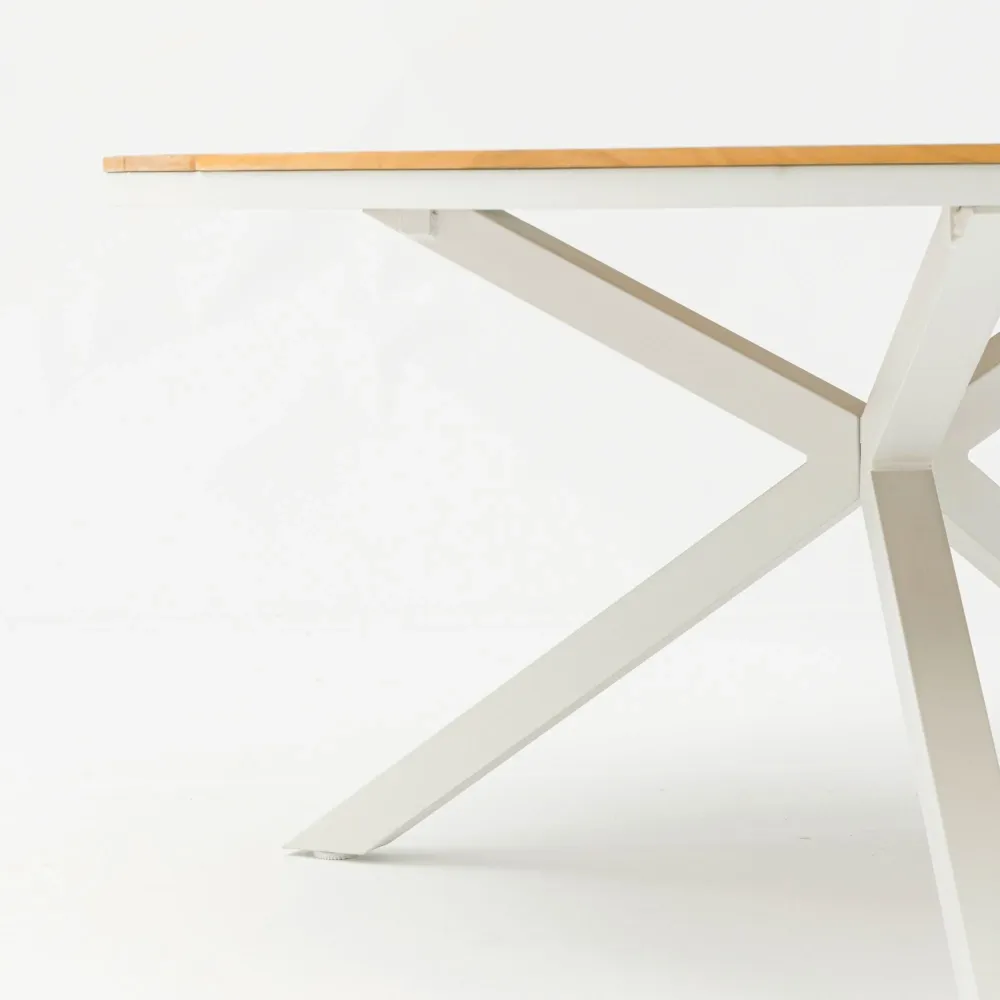 Mesa redonda Sidney aluminio blanco - teca Ø 120 cm Fácil Almacenamiento