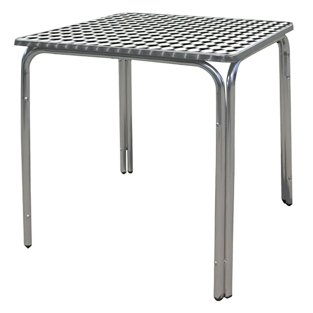 Mesa Terraza Aluminio 60x60x70 cm. Apilable con Base de Parasol