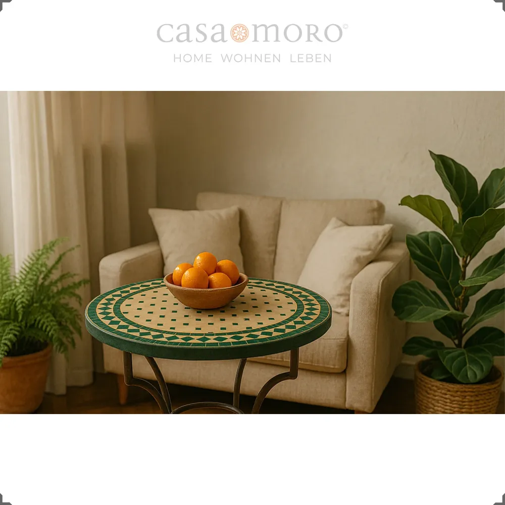 Mesa de terraza 60 cm, mesa mosaico con Vidrio Templado