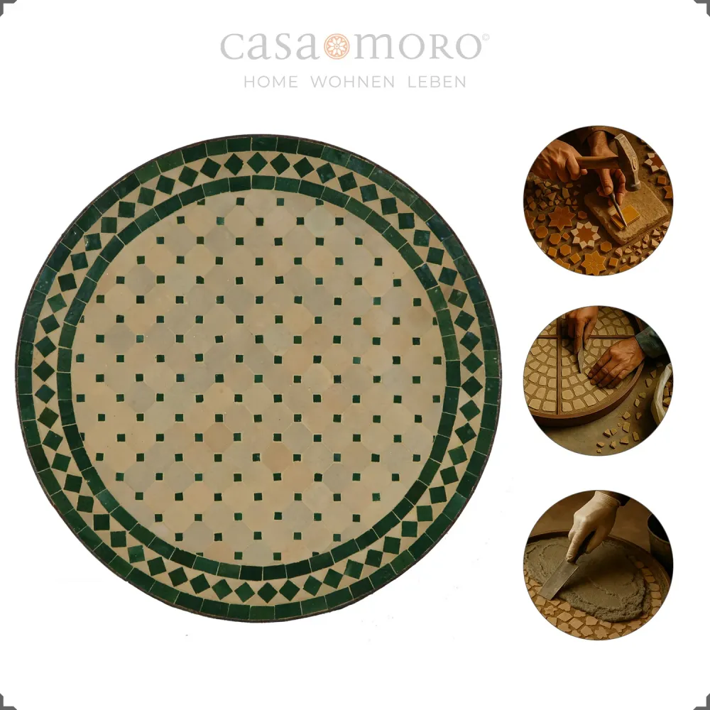 Mesa de terraza 60 cm, mesa mosaico con Vidrio Templado