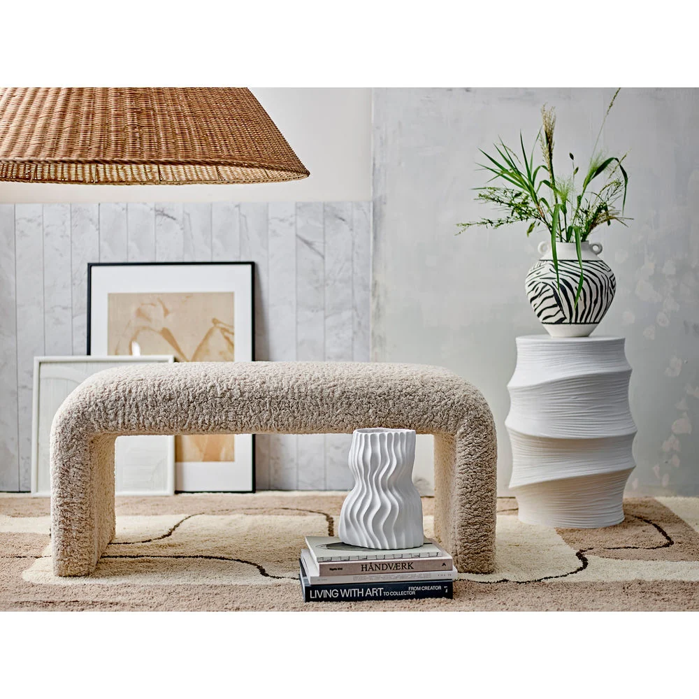 Plegable y Portátil Bloomingville Mesa Auxiliar Volise, Blanco, Gres