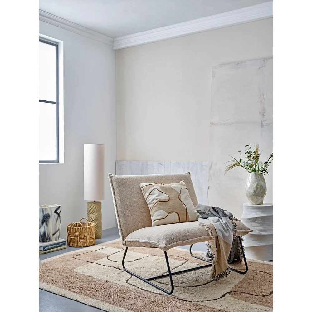 Plegable y Portátil Bloomingville Mesa Auxiliar Volise, Blanco, Gres