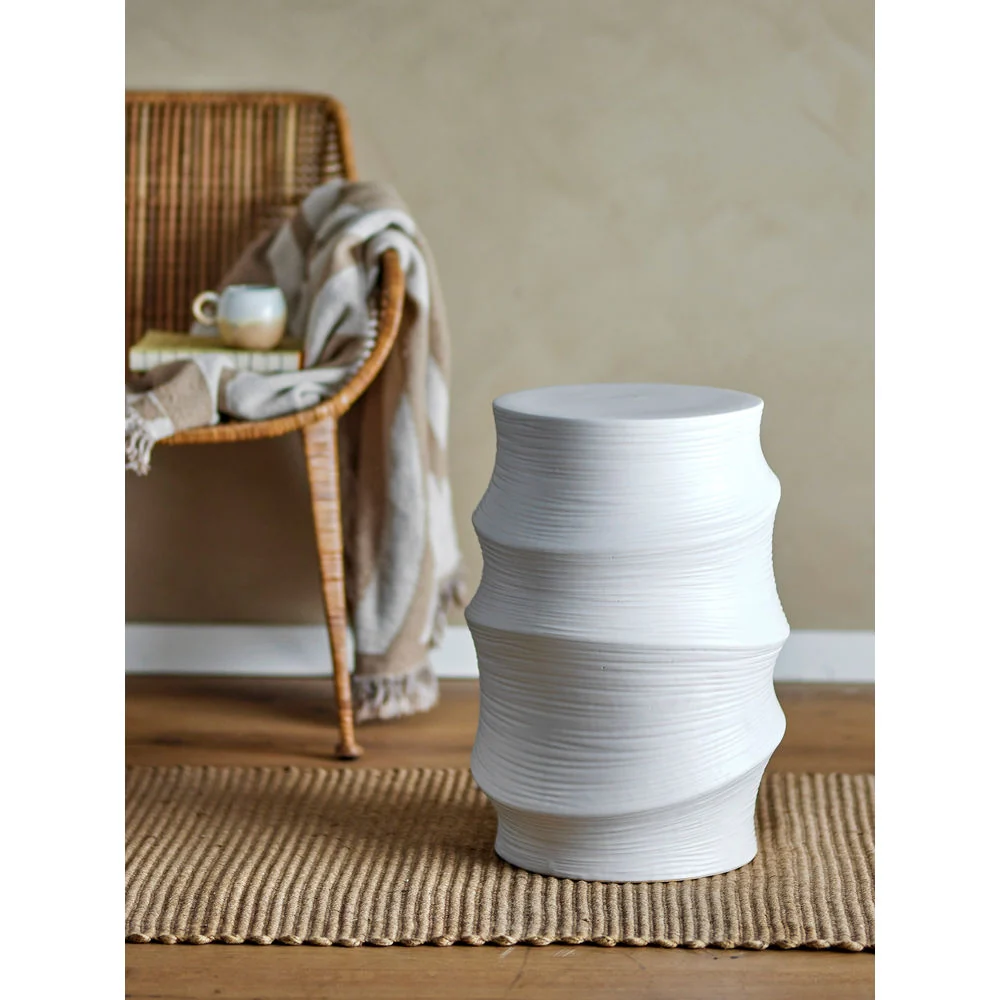 Plegable y Portátil Bloomingville Mesa Auxiliar Volise, Blanco, Gres