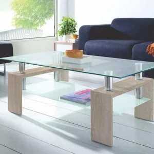 Plegable y Portátil Mesa de Centro Missouri de Cristal Templado