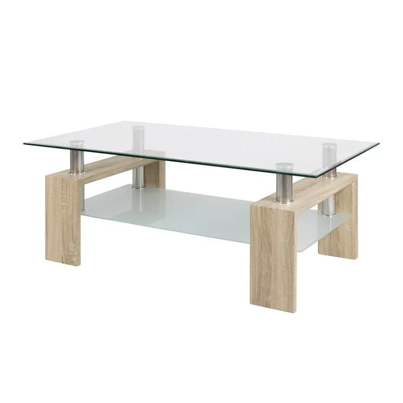Plegable y Portátil Mesa de Centro Missouri de Cristal Templado
