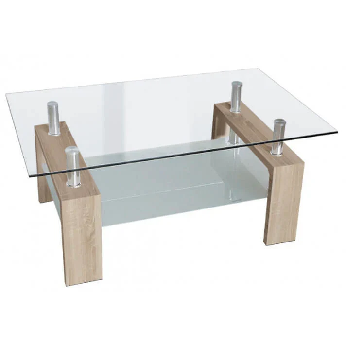 Plegable y Portátil Mesa de Centro Missouri de Cristal Templado