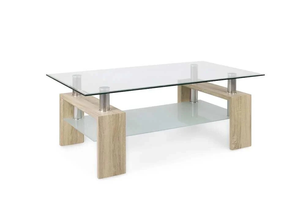 Plegable y Portátil Mesa de Centro Missouri de Cristal Templado