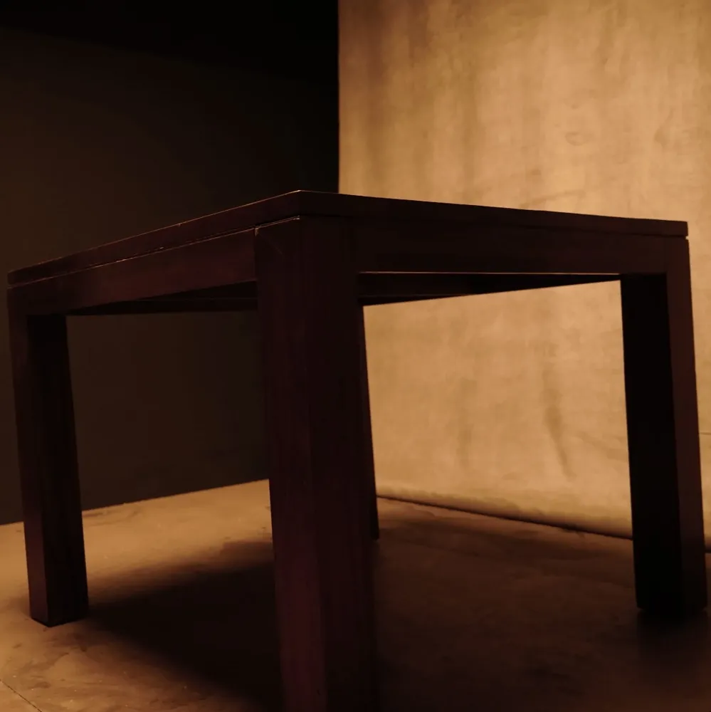 Plegable y Portátil Mesa cuadrada de madera maciza marrón - Estilo minimalista rústico