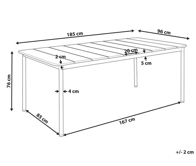 Plegable y Portátil Mesa de jardín 185x96 cm Metálico Madera oscura FLAVIA