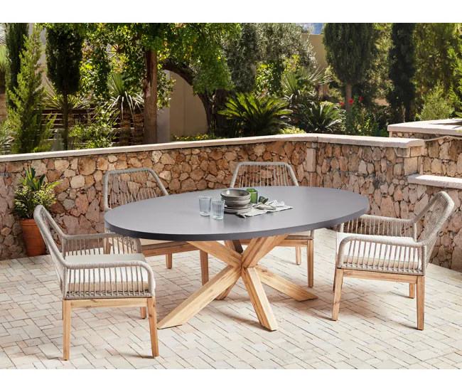 Plegable y Portátil Mesa de jardín 190x100 cm Cemento Gris ORISTANO