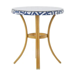 Plegable y Portátil Mesa de jardín azul/blanco ø 70 cm RIFREDDO
