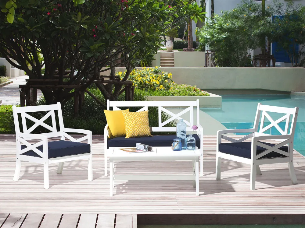 Plegable y Portátil Mesa de jardín madera blanco baltic