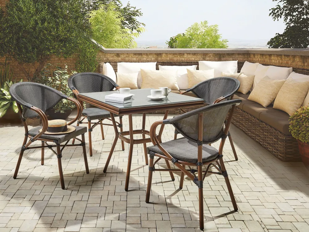 Plegable y Portátil Mesa de jardín vidrio gris caspri
