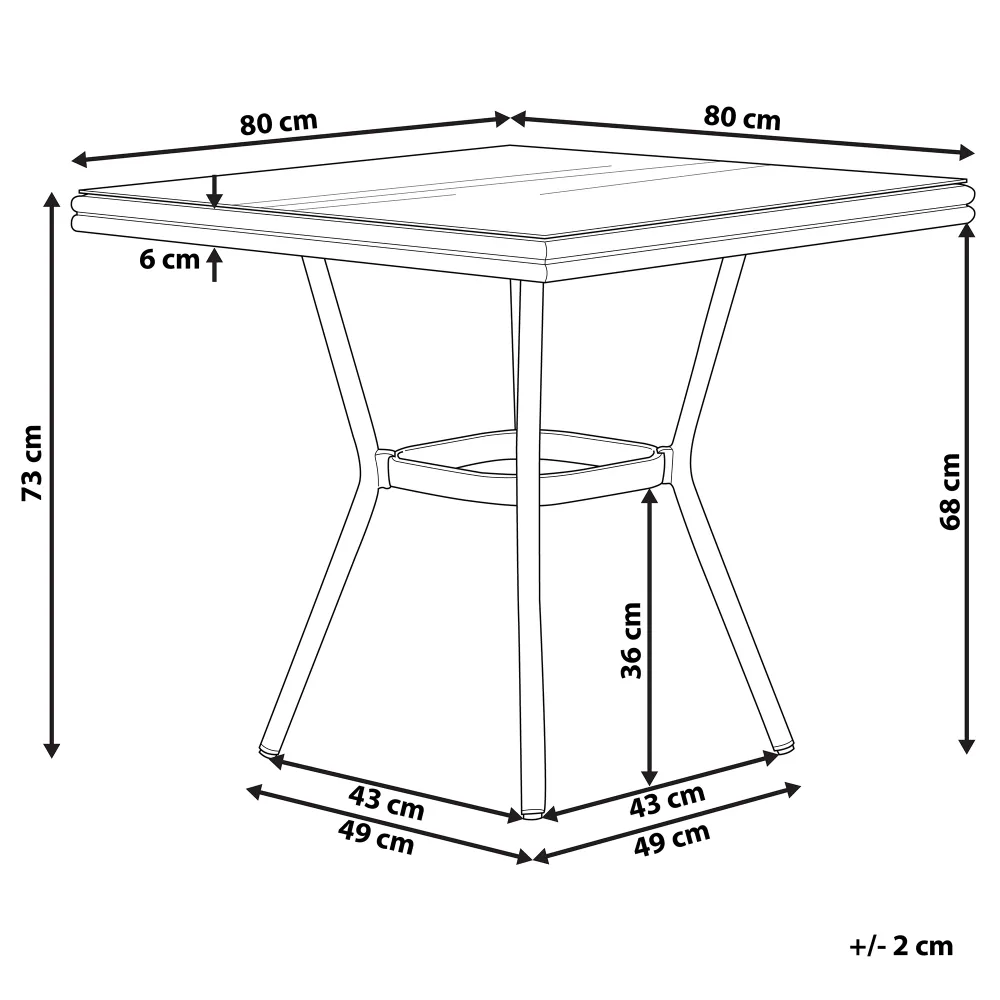 Plegable y Portátil Mesa de jardín vidrio gris caspri