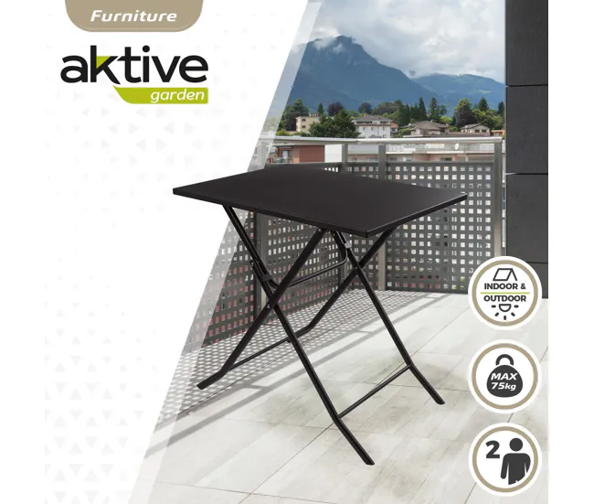 Premium de Aluminio Mesa cuadrada plegable jardín Aktive Negro