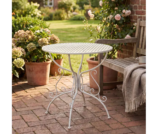 Premium de Aluminio Mesa jardin Amanda Metálico Blanco antiguo Ø 70 cm