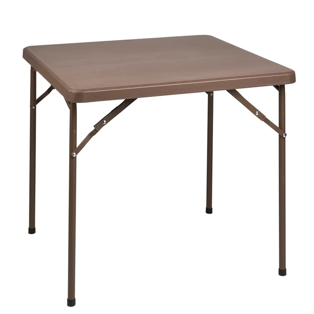 Premium de Aluminio Mesa Plegable Cuadrada 86x86x74 cm. Color Marron.