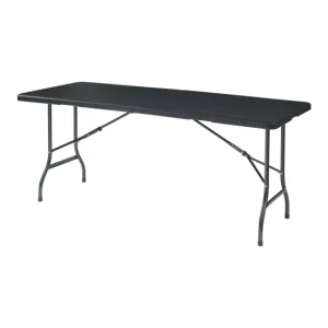 Premium de Aluminio Mesa plegable Mark exterior metal/plástico 180x75x72cm - Efecto ratán negro
